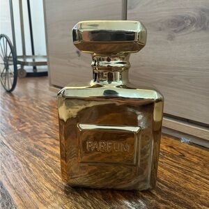 Gold Z Gallerie Perfume Bottle Piggy Bank / Coin Holder